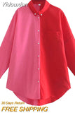 Yidouxian ZBZA Women's Shirt 2023 Spring Autumn Fashion Oversize 100% Cotton Casual Blouses Loose Streetwear Shirts Woman Tops