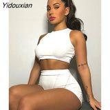 Yidouxian Piece Women Casual Tank Top Summer Crew Neck Thread High Waist Shorts Set tank top women