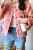 Yidouxian Winter 2023 Short Jacket Coat Women Pink Coats Womens Korean Office Ladies Fluffy Coat Warm Outerwear Woman Jackets