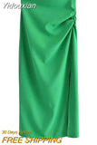 Yidouxian ZBZA Skirts Womens 2023 Two Piece Set Linen Blend Cropped Women Shirt Draped Skirt Autumn Fashion Casual Dress Sets