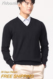 Yidouxian Men Cashmere Sweater 2023 Autumn Winter Casual Solid Color Long Sleeve Knitted Pullovers Top Male Soft Warm O-Neck Jersey Jumper