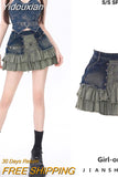 Yidouxian cake skirt denim mini skirt high waist sweet hot girl y2k jean skirts 2023 new korean style goth kawaii clothes