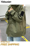 Yidouxian 2023 Spring Autumn Hooded Casual Men's Jacket Solid Color Windbreak Cargo Jackets For Men