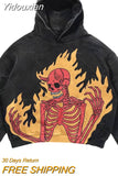 Yidouxian hop funny skull spits fire print hoodies women streetwear oversized hoodie vintage couples sweatshirt goth harajuku y2k tops