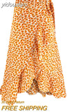 yidouxian boho maxi wrap skirt women 2023 ruffle slit long summer skirts sexy beach holiday print floral split skirt Bottoms