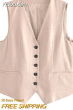 Yidouxian MODA 2023 Summer Women Fashion Front Button Fitted Waistcoat Vintage Sleeveless Welt Pockets Female Outerwear Chic Vest Tops