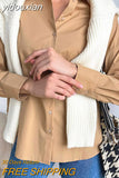 yidouxian Sleeve Oversized Women's Shirt White Cotton Elegant Blouses For Women Fashion Loose Basic Tops Green Blouse Blusas 23618