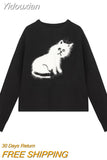 Yidouxian Pattern Black Knitted Sweater Round Collar Long Sleeve Fashionable Autumn Women's Clothing Soft Pullover Women Thin Sweaters