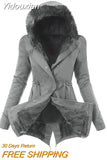 Yidouxian and Winter New Cotton Coat Hooded Slim Fit Warm Zipper Coat for Women