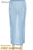 Yidouxian Knitted High Waist Pack Hip Skirts for Women Clothes Fashion Hollow Out Slit Long Skirt Spring 2023 Sexy Streetwear