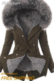 Yidouxian and Winter New Cotton Coat Hooded Slim Fit Warm Zipper Coat for Women