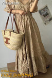 Yidouxian Summer Puff Sleeve Women Ruffes Dress Ladies Womens Cotton Pullover Long Dresses New Fashion Casual Loose Pleated Dress