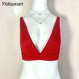 Yidouxian Tank Top Knitting Crop Tops Women Summer Camis Backless Camisole Fashion Casual Tube Top Female Sleeveless Cropped Vest