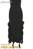 yidouxian Sexy Strapless Off Shoulder Midi Dress Women Ruffles Split Beach Dress 2023 Summer Slim Fit Party Female Vestido 2023