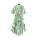 Yidouxian Sau beauty New Boho Floral Print Swing Dress Women Holiday Style Fashion Irregular Dresses Female Vestido De Moda