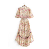 Yidouxian Sau beauty New Boho Floral Print Swing Dress Women Holiday Style Fashion Irregular Dresses Female Vestido De Moda