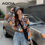 yidouxian Style Patchwork Long Sleeve Loose Women Blouse Shirt y2k Button Up Oversize Ladies Shirts 2023 Spring Female Tops Clothe