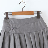 Yidouxian Women Fashion New College Style Solid High Waist Mini Skirt Sweet Side zipper Pleated Short Skirts Chic Preppy Skorts