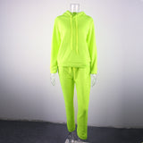 Yidouxian 2023 Neon Green Solid Tracksuit Women 2 Piece Sets Casual Outfit Pants Set Suit Long Sleeve Clothing Set Streetwear Femme