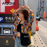 yidouxian Style Patchwork Long Sleeve Loose Women Blouse Shirt y2k Button Up Oversize Ladies Shirts 2023 Spring Female Tops Clothe