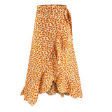 yidouxian boho maxi wrap skirt women 2023 ruffle slit long summer skirts sexy beach holiday print floral split skirt Bottoms
