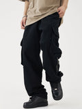 Yidouxian Cargo Pants for Men Hip Hop Cargo Trousers Male Vintage Japanese Streetwear Casual Safari Style Pocket Zip Cargo Pants Men