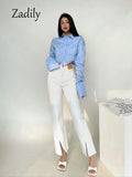 yidouxian 2023 Spring Korean Style Long Sleeve White Shirt Women Sexy Button Ladies Crop Tops Blouse Street New In Female Clothing