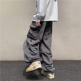 Yidouxian Men's Parachute-Style Hip-hop Street Overalls Oversized Pocket Trousers Harajuku Loose Solid Color Casual Pants Y2K Legged Pants