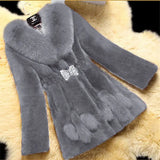 Yidouxian Winter New Fur Coat Women's Mid length Fur Neck Slim Fit