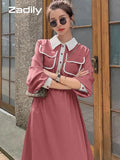 yidouxian 2023 Summer French style Patchwork Button Up Shirt Dress Office Lady A-Line Turn Down Collar Mid Dresses Work Vestidos