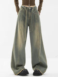 yidouxian Women Vintage Streetwear Korean Baggy Cargo Jeans Retro Straight Parachute Pants Denim Trousers Fairy Grunge Alt Clothes 911