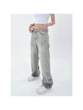 yidouxian Fashion Women&#39;s Retro High Waist Straight Street Style Blue Jeans Pants Wide Leg Baggy Y2K Denim Trouser Female Clothes