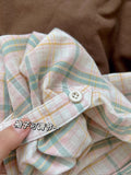 yidouxian Spring French Style Loose Couple Lapel Plaid Shirts Korean Women New Fashion Long Sleeve Blouses Top Female Clothing