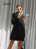 yidouxian 2023 Spring New Office Lady Long Sleeve Women Blazer Dress Elegant Solid Color Slim Waist Button Black Woman Dresses