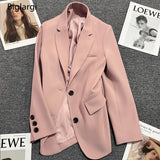 Yidouxian Women Modis Casual Coat Loose Office Elegant Ladies Korean Style Woman Blazers Solid Color Pink Lady Coats 2023 Spring