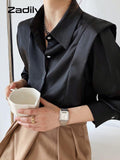 yidouxian 2023 Summer Elegant Long Sleeve Solid Work Shirt Women Office Lady Button Up White Shirt Blouse Casual Female Clothes