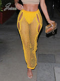 Yidouxian Knitted High Waist Pack Hip Skirts for Women Clothes Fashion Hollow Out Slit Long Skirt Spring 2023 Sexy Streetwear