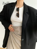 yidouxian 2023 Autum Oversize Full Sleeve Gray Women Blazer Office Lady Solid Suit Blazers Work Winter Female Clothing Jackets Coat