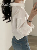 yidouxian 2023 Spring New Casual Long Sleeve Women White Shirt Korea Style Solid Button Split Woman Crop Tops Blouse Party Clothing