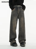 yidouxian Jeans High Waist Streetwear Baggy Jeans Hip-hop Women Pants Autumn Winter Straight Wide Leg Jeans 2023 Y2K Feamle