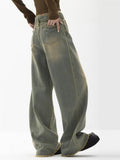 yidouxian Women Vintage Streetwear Korean Baggy Cargo Jeans Retro Straight Parachute Pants Denim Trousers Fairy Grunge Alt Clothes 911