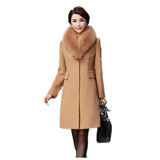 Yidouxian woolen women's coat medium length woolen collar trench coat