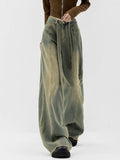 yidouxian Women Vintage Streetwear Korean Baggy Cargo Jeans Retro Straight Parachute Pants Denim Trousers Fairy Grunge Alt Clothes 911