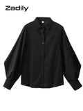 yidouxian Office Lady Long Puff Sleeve White Za Shirt Women Korean Style Button Blouse Tunic 2023 Summer Work Female Clothing Tops