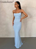 yidouxian Spaghetti Straps Backless Bodycon Maxi Dress Women Sexy Party Holiday Evening Prom Bandage Slip Long Dresses 2023 Summer