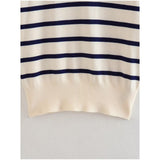 Yidouxian Striped Knit Top Women Casual Short Sleeves T Shirt Knitted Tees Female Clothing 2023 Spring Summer New