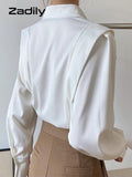 yidouxian 2023 Summer Elegant Long Sleeve Solid Work Shirt Women Office Lady Button Up White Shirt Blouse Casual Female Clothes