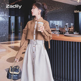 yidouxian 2023 Spring Office Lady Long Sleeve Fake Two Pieces Work Maxi Dress Women Patchwork Sashes Shirt Dresses Free Shipping