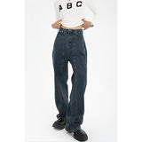 yidouxian Women&#39;s Vintage Straight Streetwear Pants American 3XL Size Jeans Fashion High Waist Loose Casual Y2k Wide Leg Denim Trousers