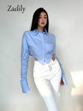 yidouxian 2023 Spring Korean Style Long Sleeve White Shirt Women Sexy Button Ladies Crop Tops Blouse Street New In Female Clothing